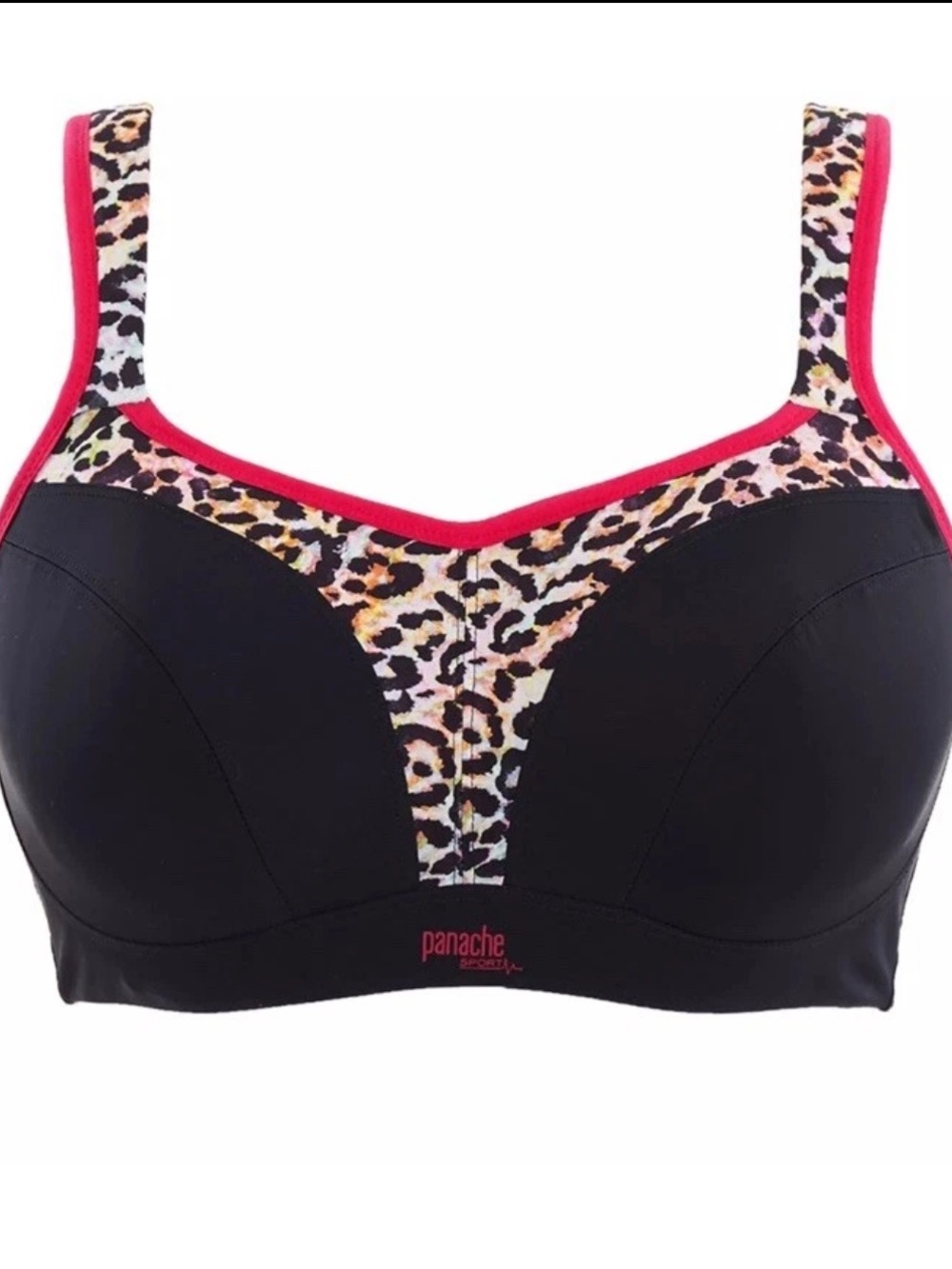 Panache Power Sport Underwire Leopard Print Sports Bra Pink Trim UK 32GG/ US 32J